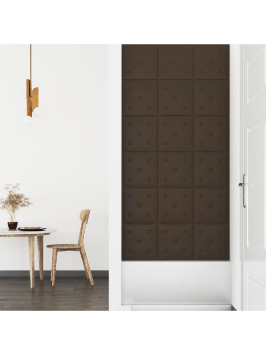 Nástěnné panely 12 ks hnědé 30 x 30 cm umělá kůže 1,08 m²