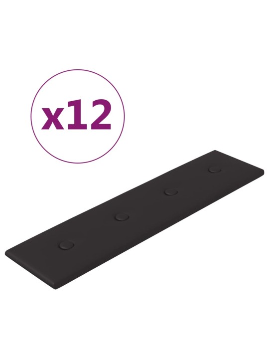Nástěnné panely 12 ks černé 60 x 15 cm umělá kůže 1,08 m²