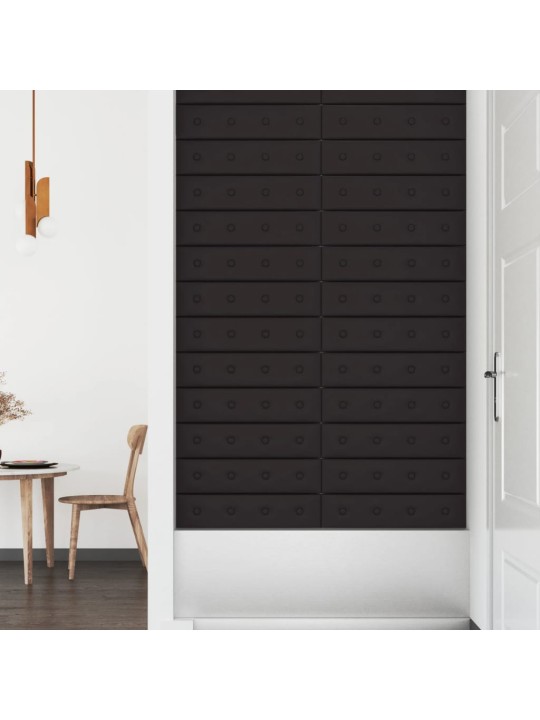 Nástěnné panely 12 ks černé 60 x 15 cm umělá kůže 1,08 m²