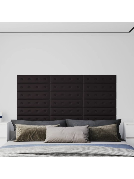 Nástěnné panely 12 ks černé 60 x 15 cm umělá kůže 1,08 m²