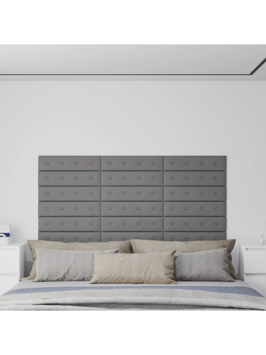 Nástěnné panely 12 ks šedé 60 x 15 cm umělá kůže 1,08 m²