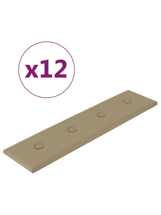 Nástěnné panely 12 ks cappuccino 60 x 15 cm umělá kůže 1,08 m²
