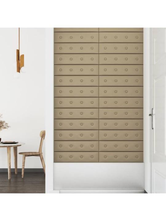 Nástěnné panely 12 ks cappuccino 60 x 15 cm umělá kůže 1,08 m²