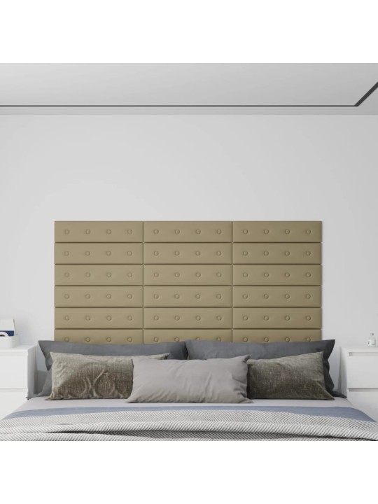Nástěnné panely 12 ks cappuccino 60 x 15 cm umělá kůže 1,08 m²