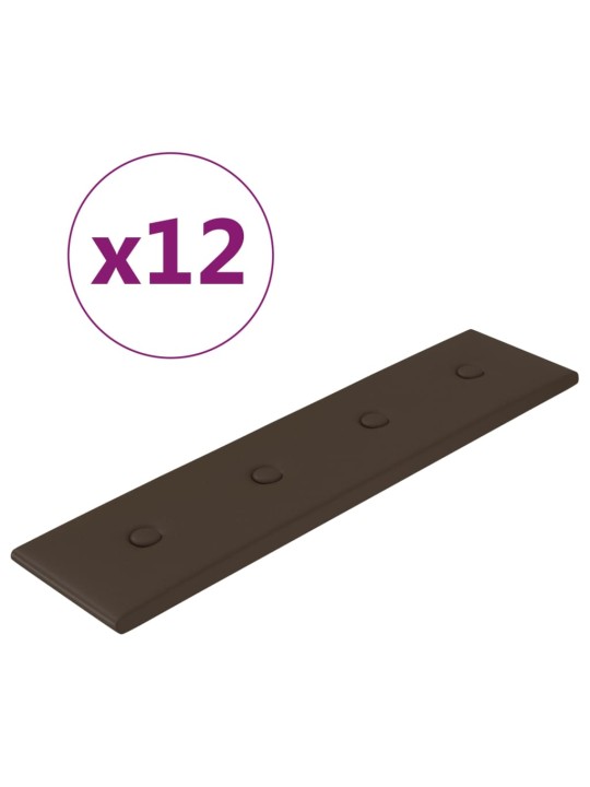 Nástěnné panely 12 ks hnědé 60 x 15 cm umělá kůže 1,08 m²