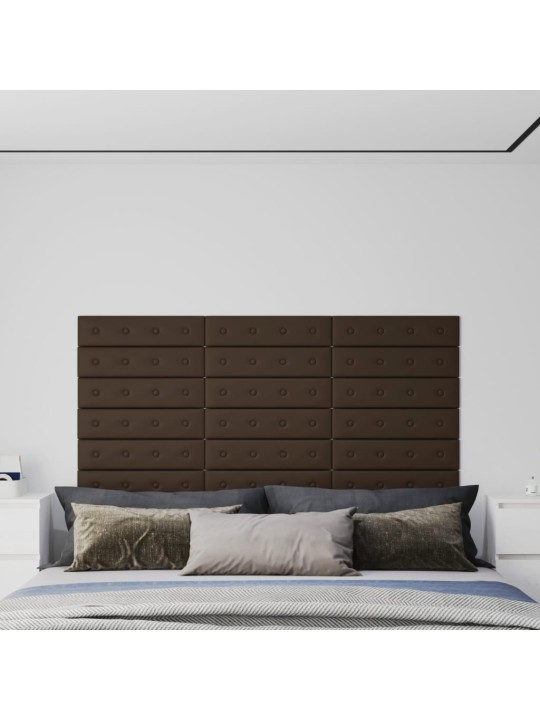 Nástěnné panely 12 ks hnědé 60 x 15 cm umělá kůže 1,08 m²