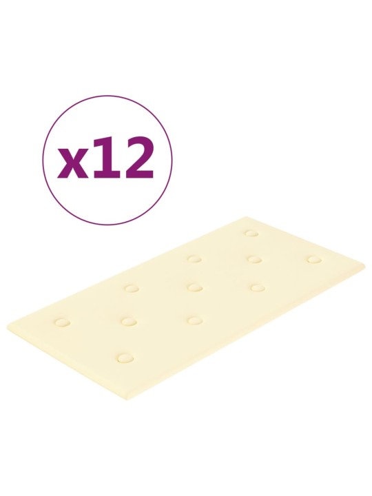 Nástěnné panely 12 ks krémové 60 x 30 cm umělá kůže 2,16 m²
