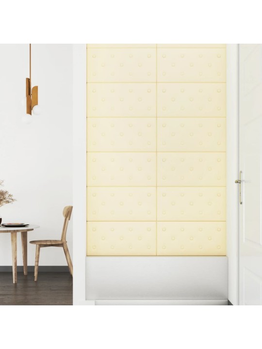 Nástěnné panely 12 ks krémové 60 x 30 cm umělá kůže 2,16 m²