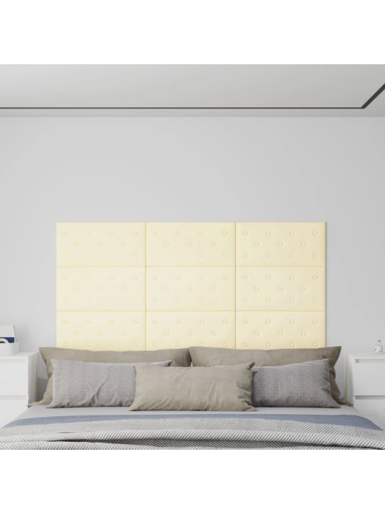 Nástěnné panely 12 ks krémové 60 x 30 cm umělá kůže 2,16 m²