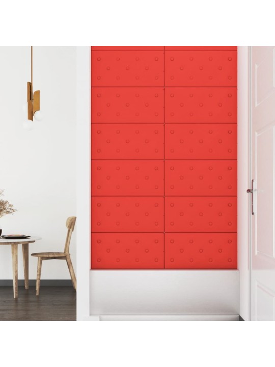 Nástěnné panely 12 ks červené 60 x 30 cm umělá kůže 2,16 m²