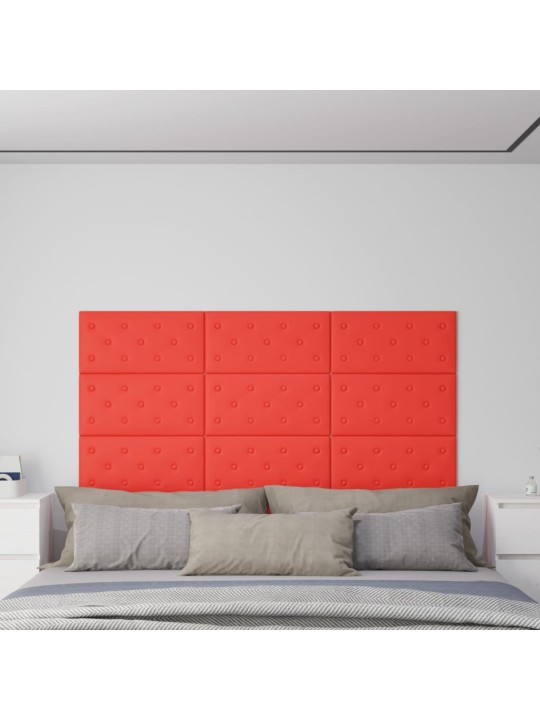 Nástěnné panely 12 ks červené 60 x 30 cm umělá kůže 2,16 m²