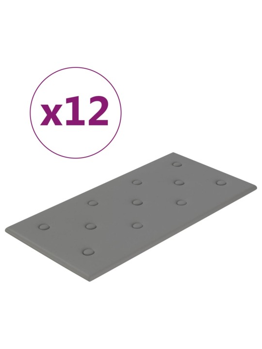 Nástěnné panely 12 ks šedé 60 x 30 cm umělá kůže 2,16 m²