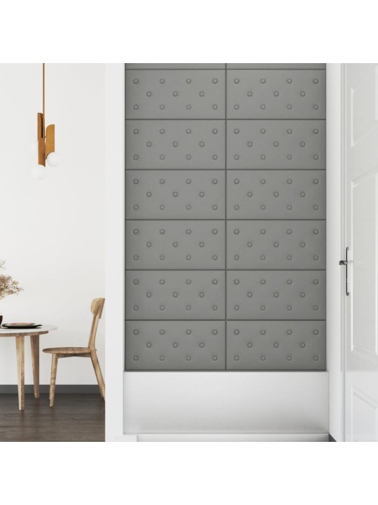 Nástěnné panely 12 ks šedé 60 x 30 cm umělá kůže 2,16 m²