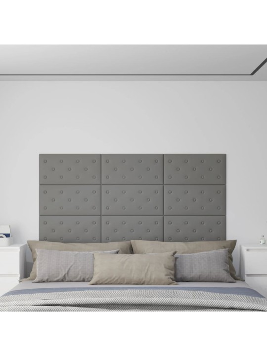 Nástěnné panely 12 ks šedé 60 x 30 cm umělá kůže 2,16 m²