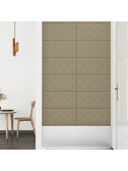 Nástěnné panely 12 ks cappuccino 60 x 30 cm umělá kůže 2,16 m²