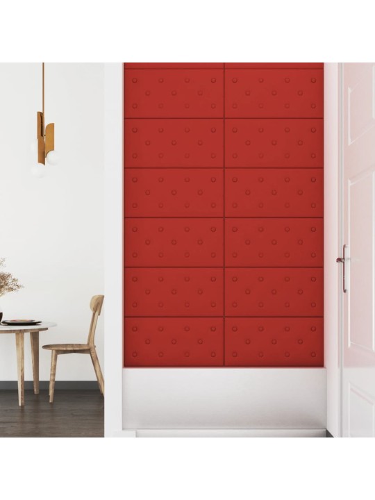 Nástěnné panely 12 ks vínové 60 x 30 cm umělá kůže 2,16 m²