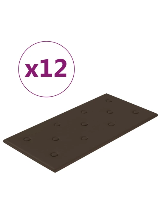 Nástěnné panely 12 ks hnědé 60 x 30 cm umělá kůže 2,16 m²
