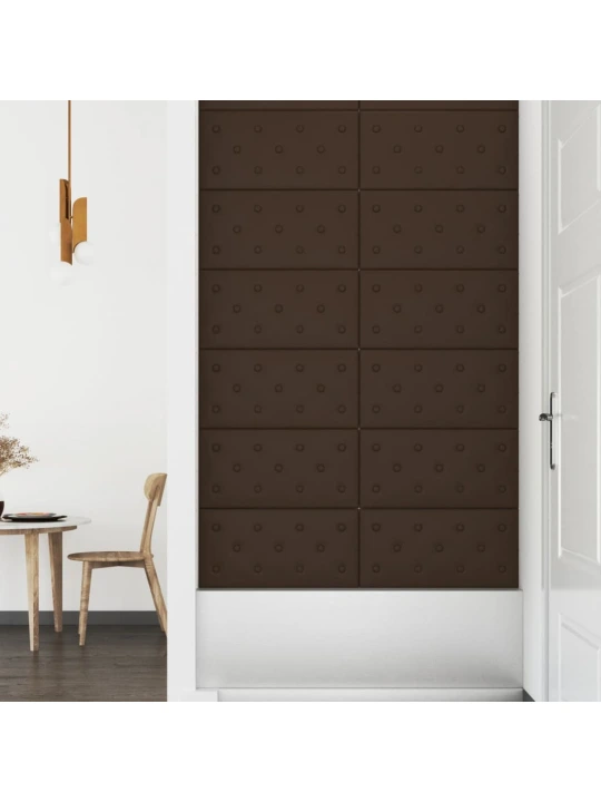 Nástěnné panely 12 ks hnědé 60 x 30 cm umělá kůže 2,16 m²