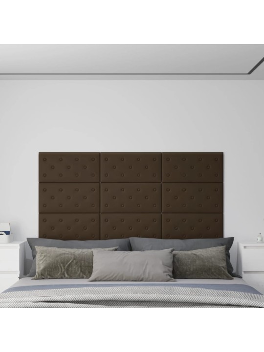 Nástěnné panely 12 ks hnědé 60 x 30 cm umělá kůže 2,16 m²