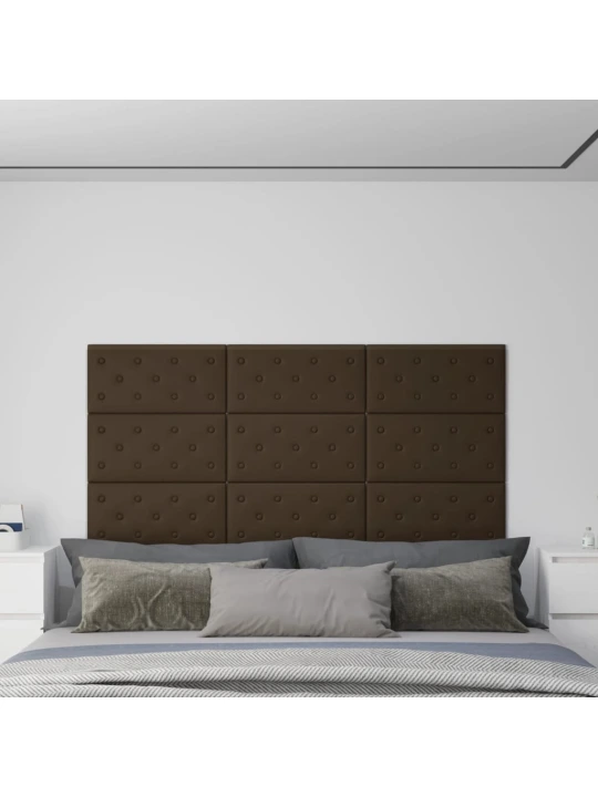 Nástěnné panely 12 ks hnědé 60 x 30 cm umělá kůže 2,16 m²