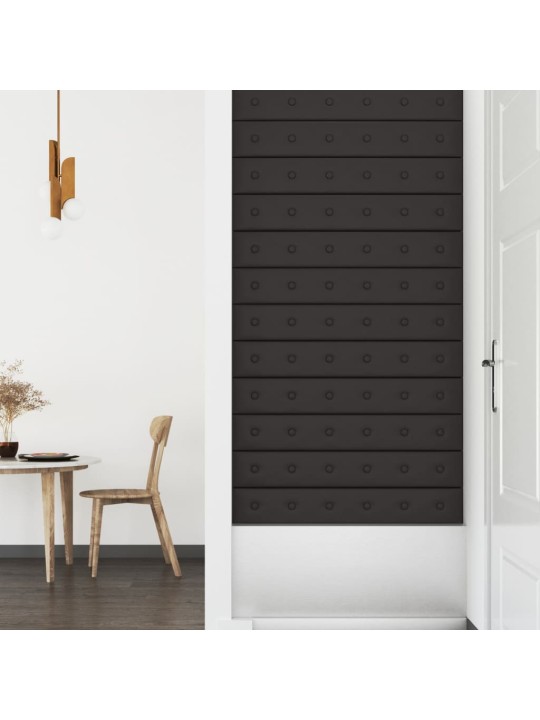 Nástěnné panely 12 ks černé 90 x 15 cm umělá kůže 1,62 m²