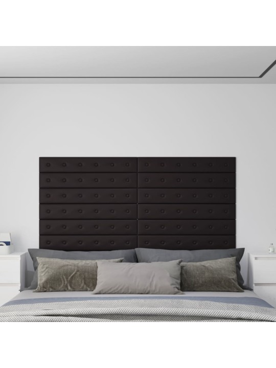 Nástěnné panely 12 ks černé 90 x 15 cm umělá kůže 1,62 m²