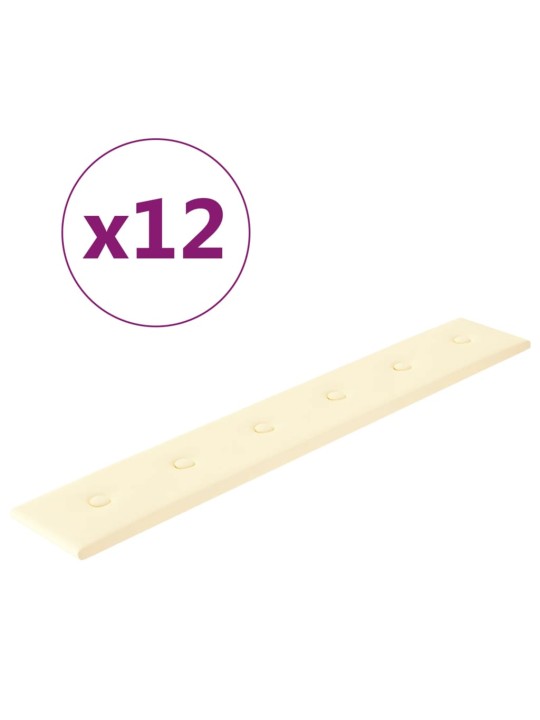 Nástěnné panely 12 ks krémové 90 x 15 cm umělá kůže 1,62 m²