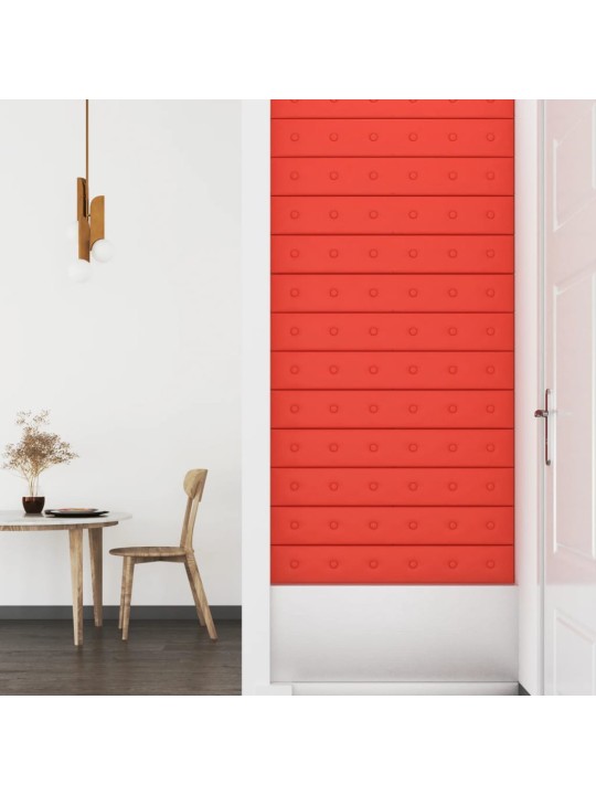 Nástěnné panely 12 ks červené 90 x 15 cm umělá kůže 1,62 m²
