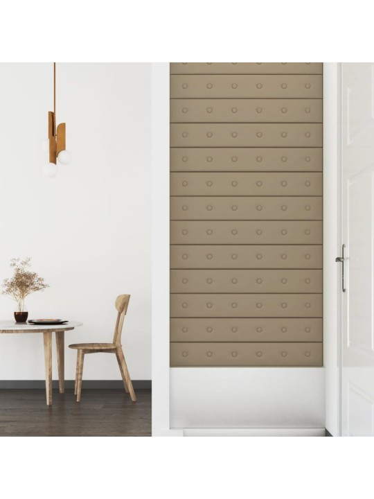 Nástěnné panely 12 ks cappuccino 90 x 15 cm umělá kůže 1,62 m²