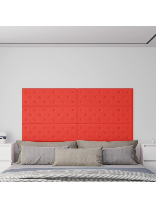 Nástěnné panely 12 ks červené 90 x 30 cm umělá kůže 3,24 m²