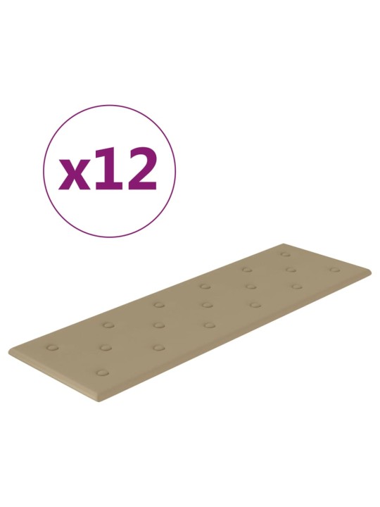 Nástěnné panely 12 ks cappuccino 90 x 30 cm umělá kůže 3,24 m²