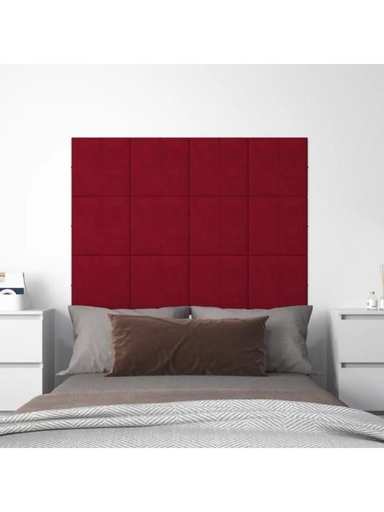 Nástěnné panely 12 ks vínové 30 x 30 cm samet 1,08 m²