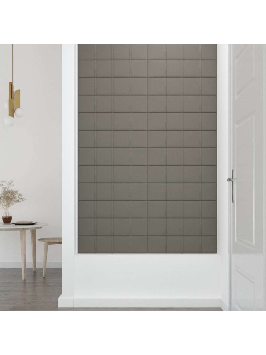 Nástěnné panely 12 ks světle šedé 60 x 15 cm samet 1,08 m²