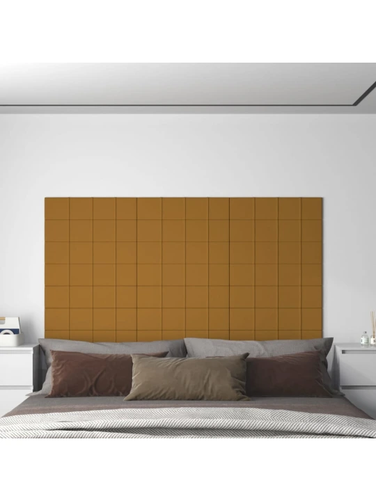 Nástěnné panely 12 ks hnědé 60 x 15 cm samet 1,08 m²