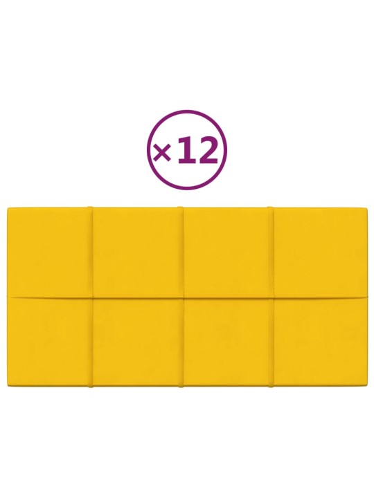 Nástěnné panely 12 ks žluté 60 x 30 cm samet 2,16 m²