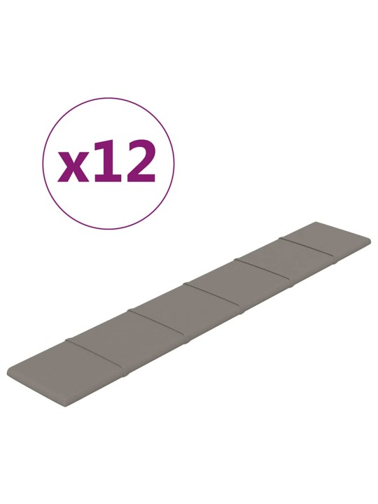 Nástěnné panely 12 ks světle šedé 90 x 15 cm samet 1,62 m²