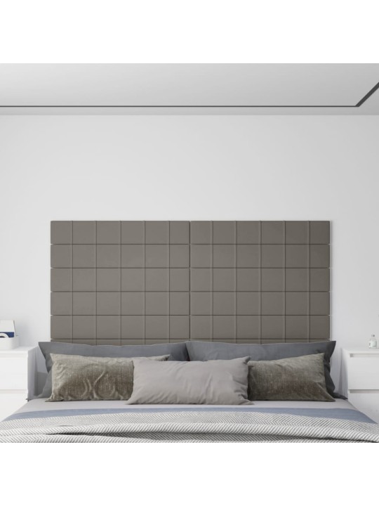 Nástěnné panely 12 ks světle šedé 90 x 15 cm samet 1,62 m²