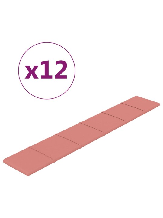 Nástěnné panely 12 ks růžové 90 x 15 cm samet 1,62 m²