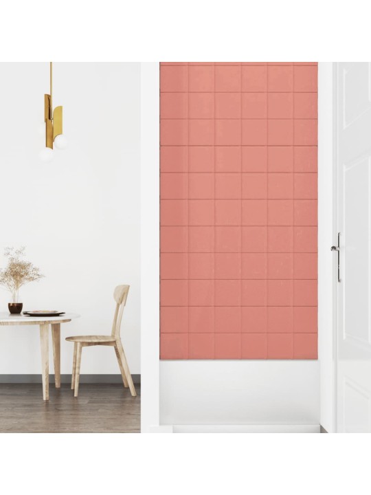 Nástěnné panely 12 ks růžové 90 x 15 cm samet 1,62 m²