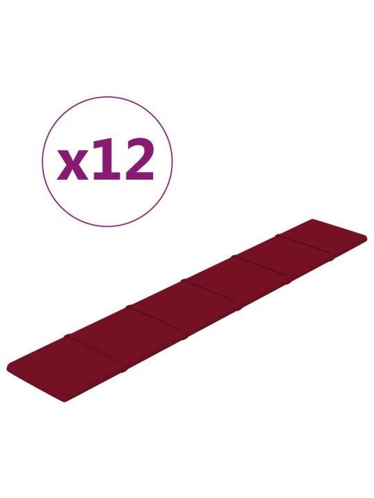 Nástěnné panely 12 ks vínové 90 x 15 cm samet 1,62 m²