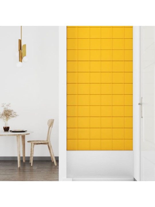 Nástěnné panely 12 ks žluté 90 x 15 cm samet 1,62 m²