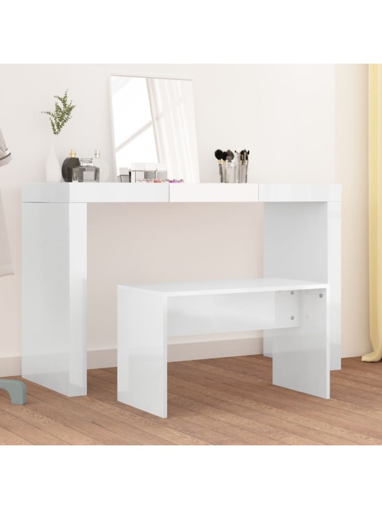 Stolička k toaletnímu stolku lesklá bílá 70x35x45 cm kompozit