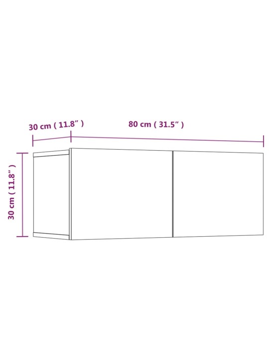 TV skříňky 2 ks černé 80 x 30 x 30 cm kompozitní dřevo