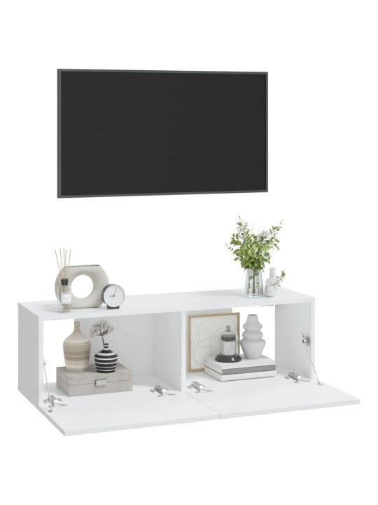 Nástěnné TV skříňky 2 ks bílé 100x30x30 cm kompozitní dřevo