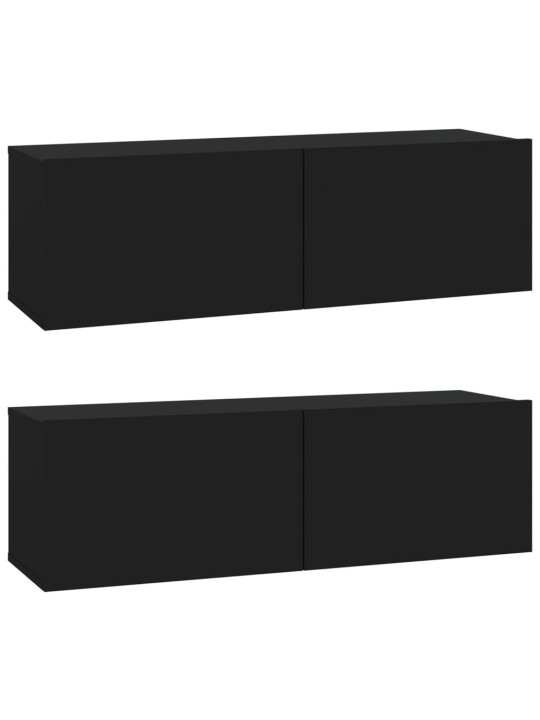 Nástěnné TV skříňky 2 ks černé 100x30x30 cm kompozitní dřevo