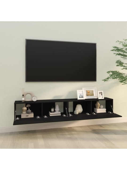 Nástěnné TV skříňky 2 ks černé 100x30x30 cm kompozitní dřevo