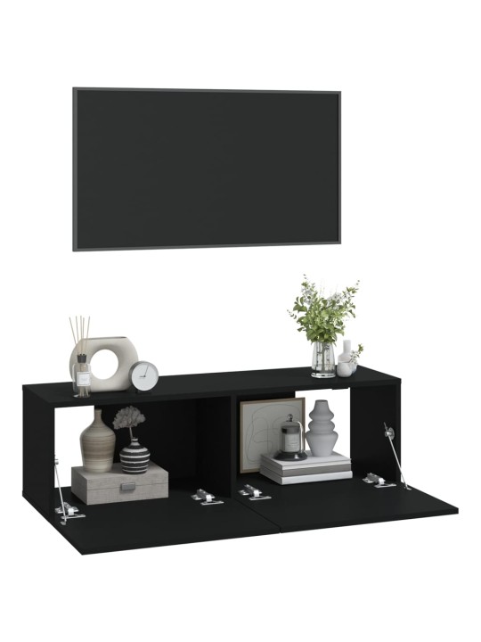 Nástěnné TV skříňky 2 ks černé 100x30x30 cm kompozitní dřevo