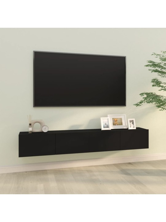 Nástěnné TV skříňky 2 ks černé 100x30x30 cm kompozitní dřevo