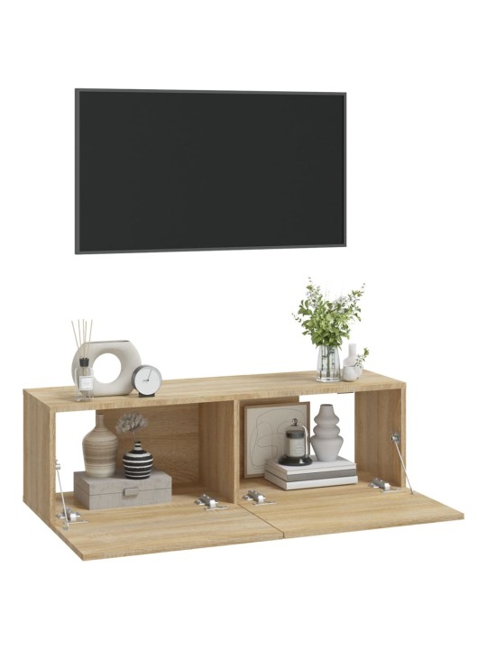 Nástěnné TV skříňky 2 ks dub sonoma 100x30x30 cm