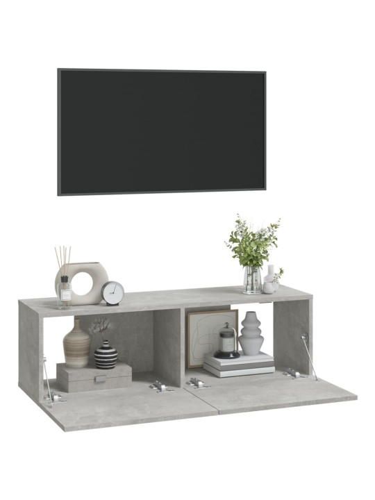 Nástěnné TV skříňky 2 ks betonově šedé 100x30x30 cm kompozit